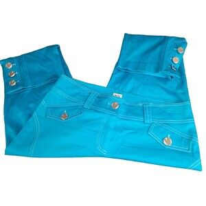 Cache Women’s Capri Pants Size 12 Turquoise Ocean Casual Basic Stretch Cotton
